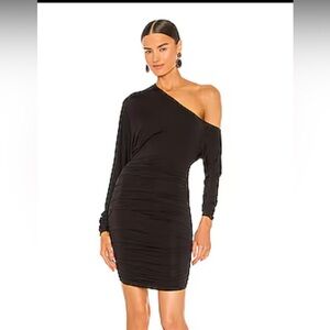 Michael Costello Black One-Shoulder Dress
